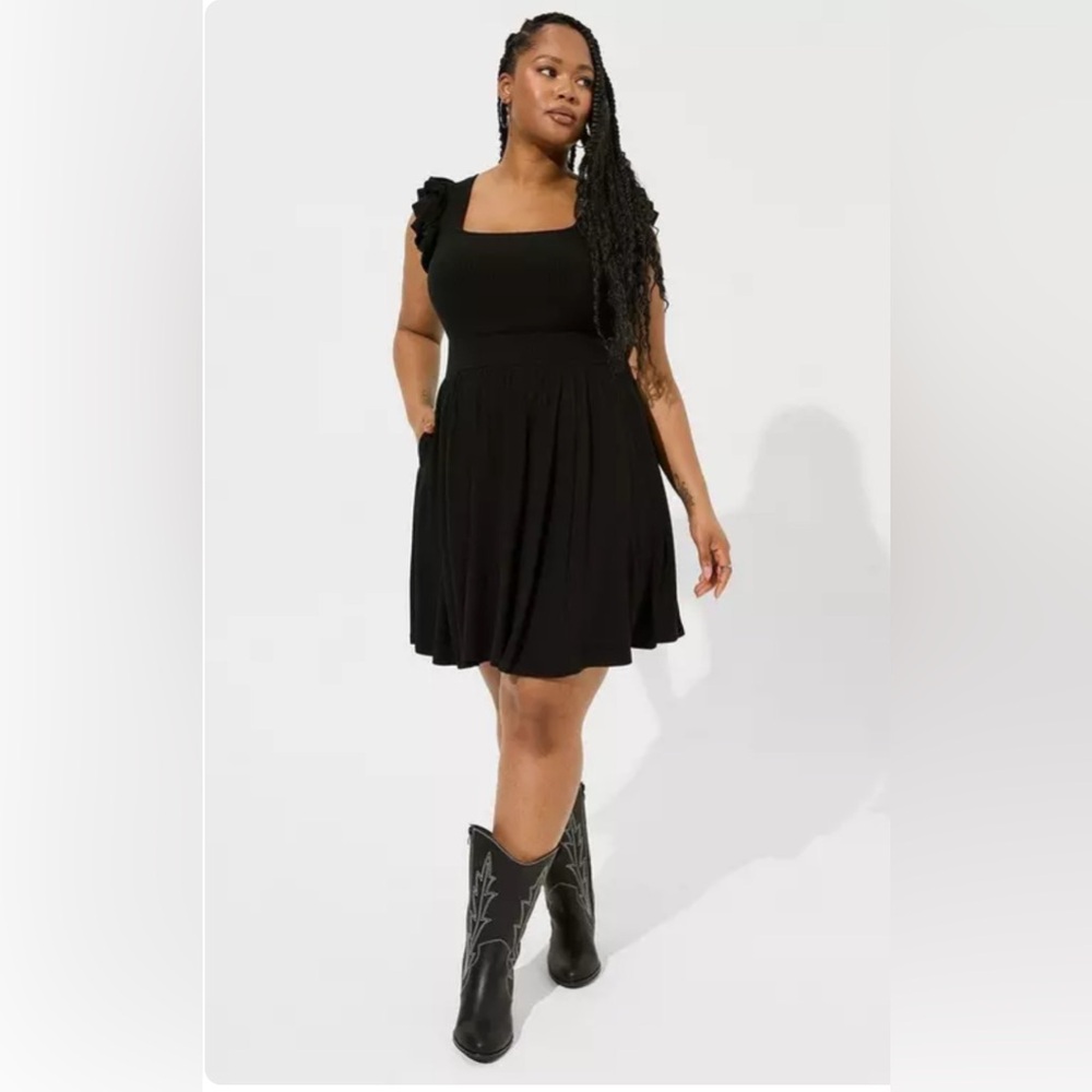 NWT Torrid Mini Knit Ruffle Skater Dress